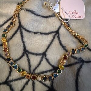 Viral NWT Camila Coelho Multicolor Gemstone Rainbow Necklace